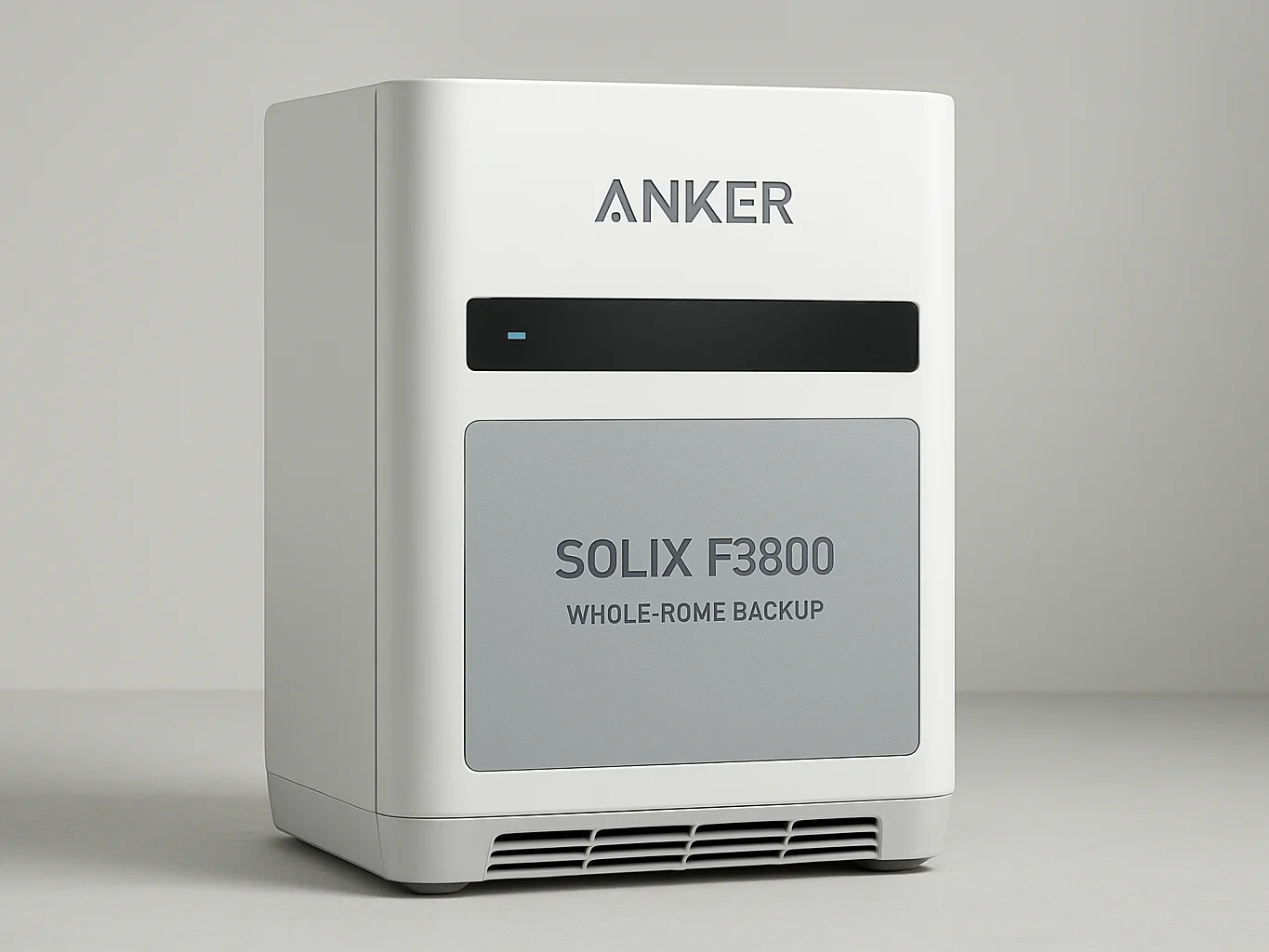Clean three-quarter studio product view of the Anker SOLIX F3800